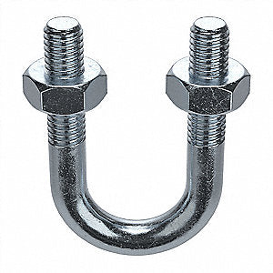 Delta Screw Co. Standard U-Bolt - Steel, Zinc Plated, 1/4"-20 Thread Size, 1 1/4 in Inside Wd/Dia, 2 1/4 in Inside Ht - 10/Pack - GRUBOLT
