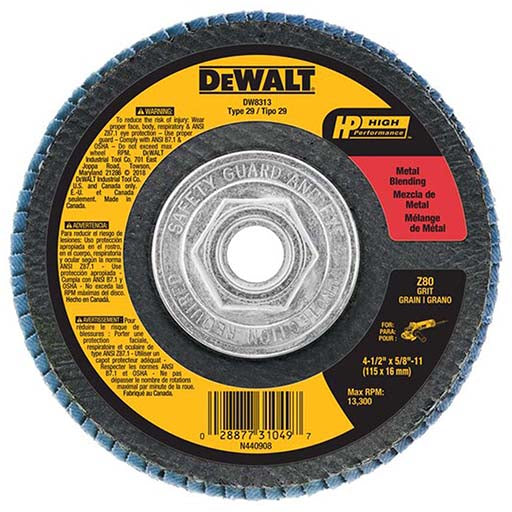 DEWALT FLAP DISC 4-1/2 X 5/8-11 60 GRIT 10/PK - DW8312