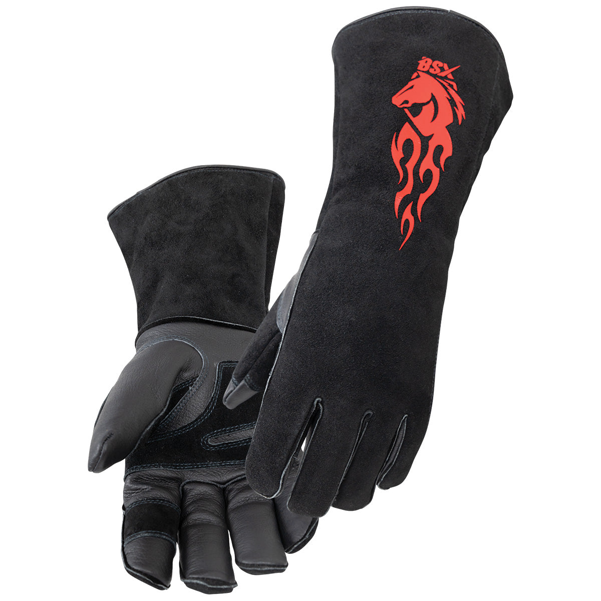 Black Stallion BSX® Extended Cuff Grain Pigskin & Split Cowhide Stick Glove -  GS3030-BK