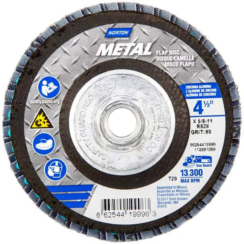 Norton Metal Conical Flap Disc 4-1/2" x 5/8"-11 60 Grit 10/pk