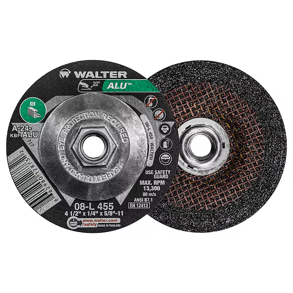 Walter ALU™ Grinding Wheel 4-1/2" x 1/4" x 5/8"-11 T27 08L455 - Single Disc