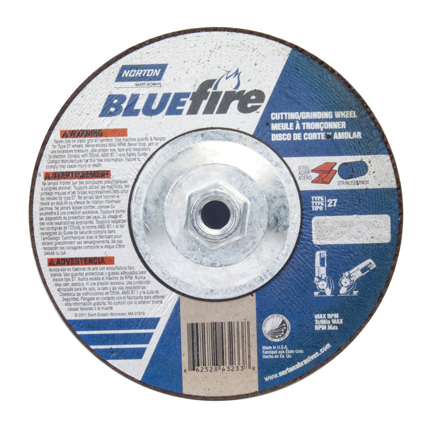 Norton BlueFire Depressed Center Wheel, 7