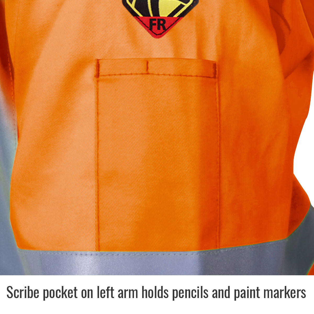 Revco Safety Welding Jacket w/ FR Reflective Tape, Safety Orange Close Up 3