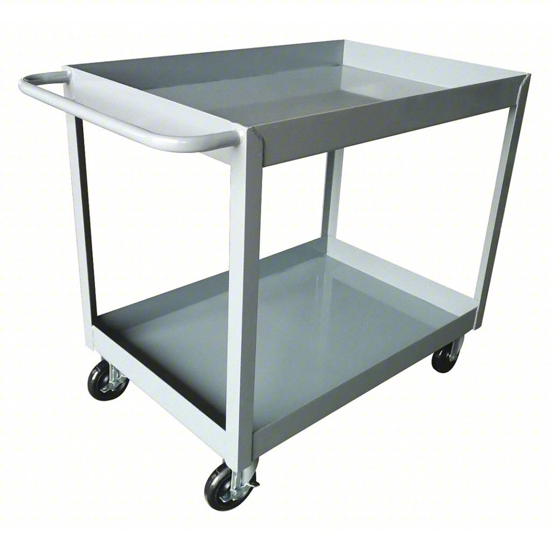 Steel Flat Handle Deep Shelf Utility Cart - 1200 lb. Load Capacity - GR2GMH6