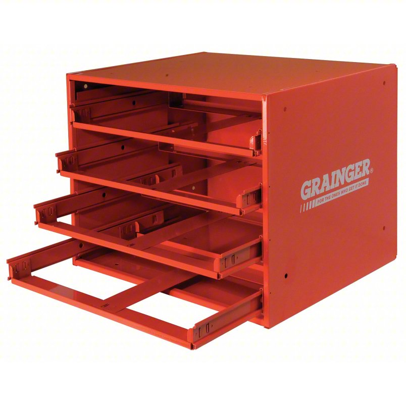 Durham MFG Red Steel Sliding Drawer Racks - 4 Drawers - 15" x 20-1/4" x 12-1/2" - GR5JEM6