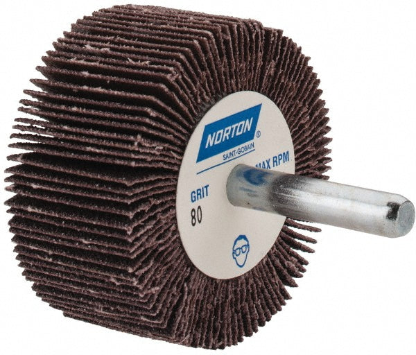Norton Steel Shank Flap Wheel 2" x 1" x 1/4" 80 Grit 10/pk