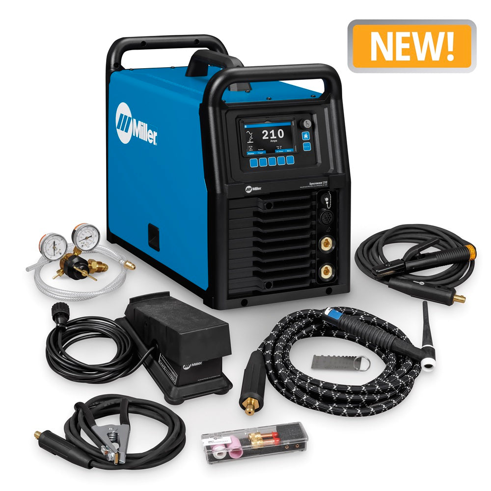 Miller welding machine with accessories on a white background