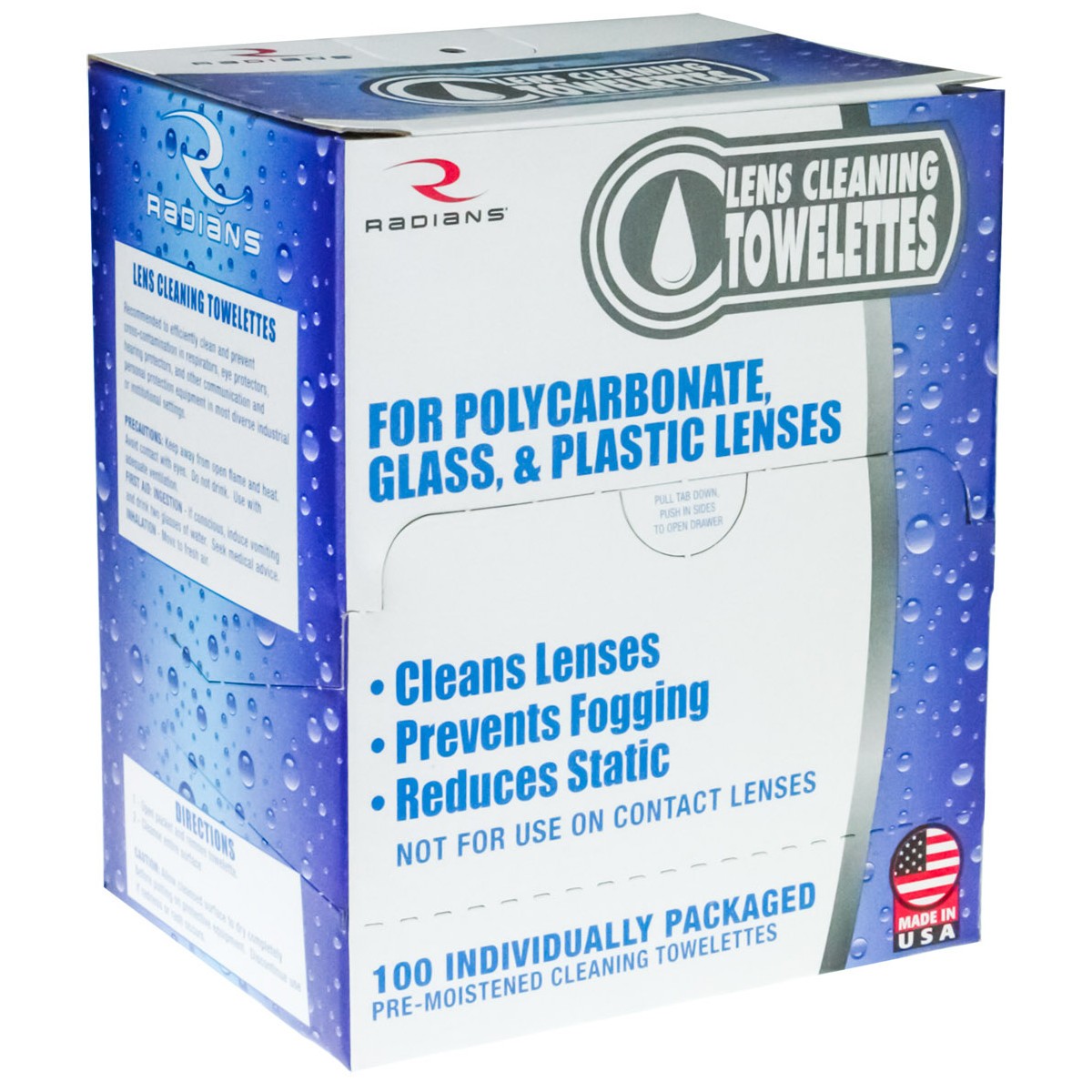 Radians Lens Cleaner Wipe Dispenser - 100 Towlettes