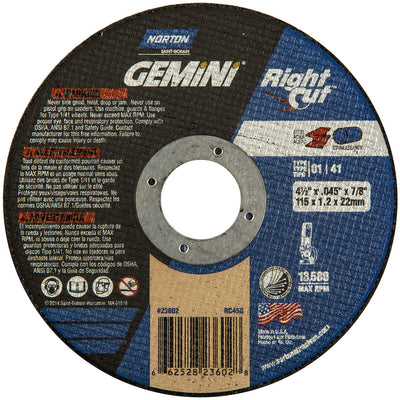 Norton Gemini Cut-Off Wheel, 4-1/2" x .045"