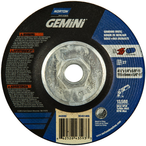 Norton Gemini Type 27 Depressed Center Grinding Wheel