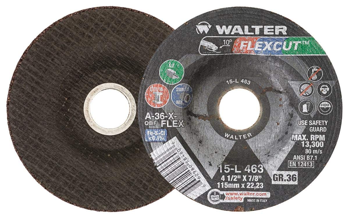 Walter FLEXCUT™  Blending Disc 4-1/2" x 5/8"-11 GR:36 15L463 Front and Back View