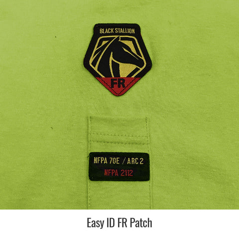Black Stallion NFPA 2112 & NFPA70E 7 oz. FR Cotton Knit Long-Sleeve T-Shirt, Safety Lime