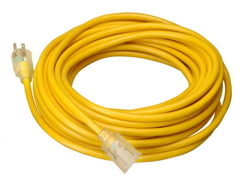 Direct Wire 12/3 Extension Cord Lighted Yellow - Choose Your Length