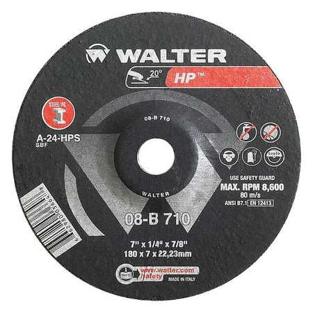 Walter HP™ Grinding Wheel 7" x 1/4" x 7/8" T27 GR: A24HPS