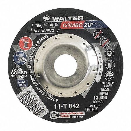 Walter Combo Zip™ Cutting Wheel 4-1/2" x 5/64" x 7/8" T27 GR: A-60-COMBO-ZIP