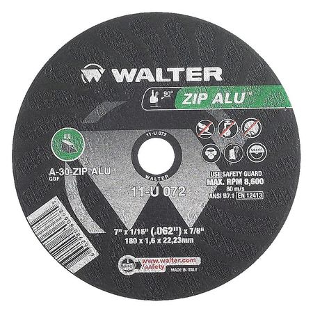 Walter ZIP ALU™ Cutting Wheel 4-1/2" x 3/64" x 7/8" T1 GR: A-60-ZIP ALU