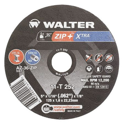 Walter ZIP+XTRA™ Cutting Wheel 5" x 1/16" x 7/8" T1 GR: A-46-ZIP