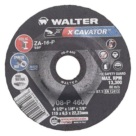Walter XCAVATOR™  Grinding Wheel 4-1/2" x 1/4" X 7/8" T27 GR: ZA-16P