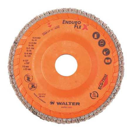 Walter 4-1/2 Inch Enduro Flex Flap Disc, 60 Grit, 7/8 Inch
